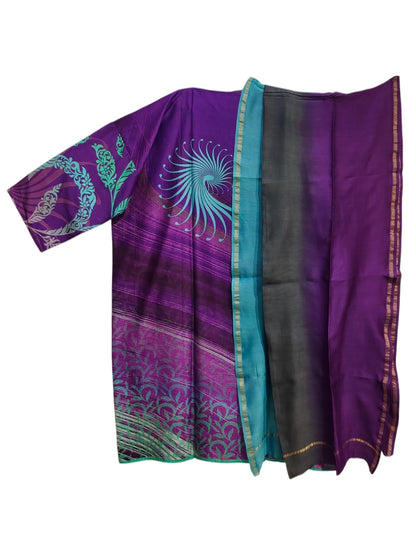 Semi Stitched Chanderi Casual Suitset