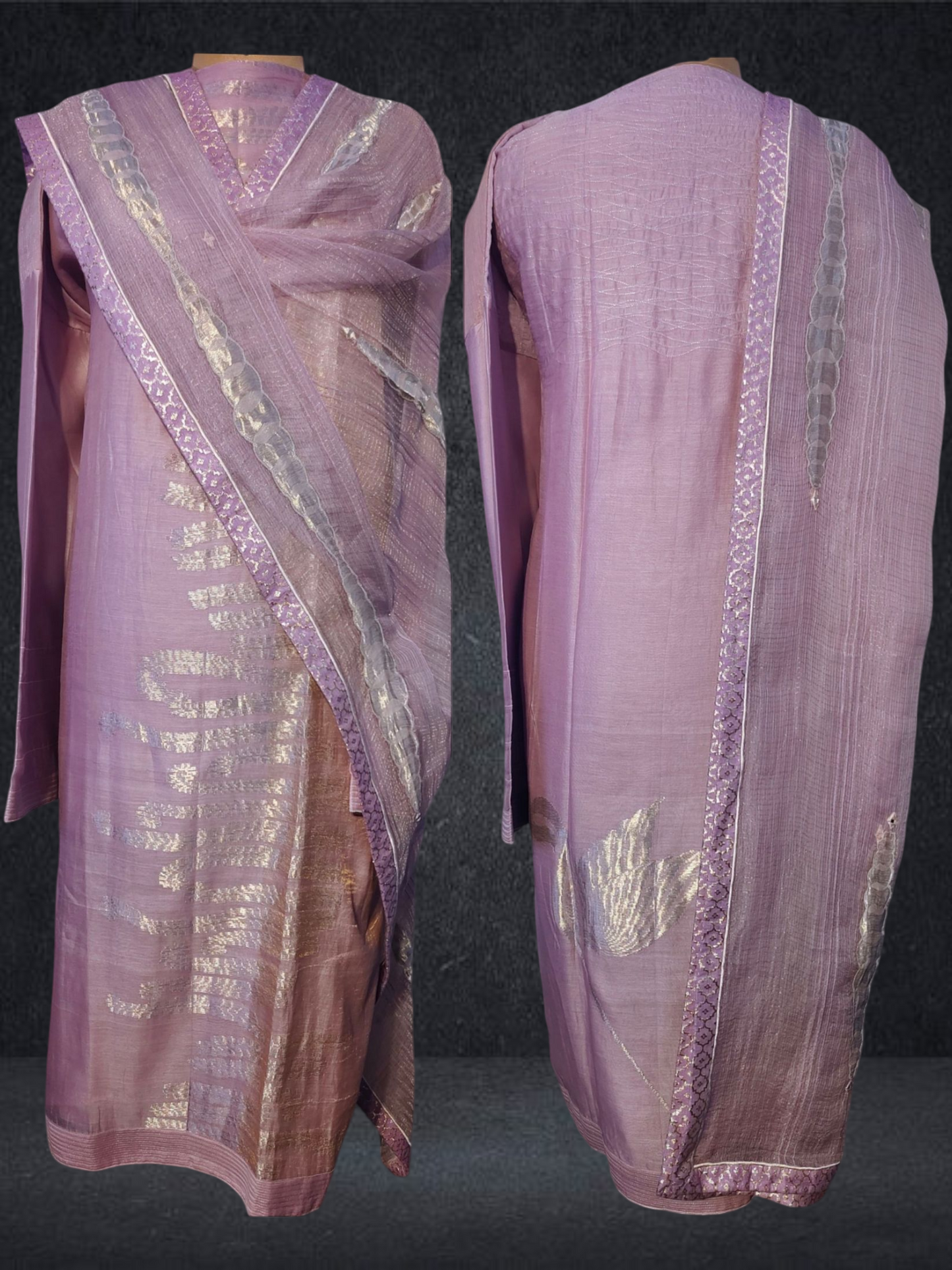 Semi Stitched Formal chanderi Suitset