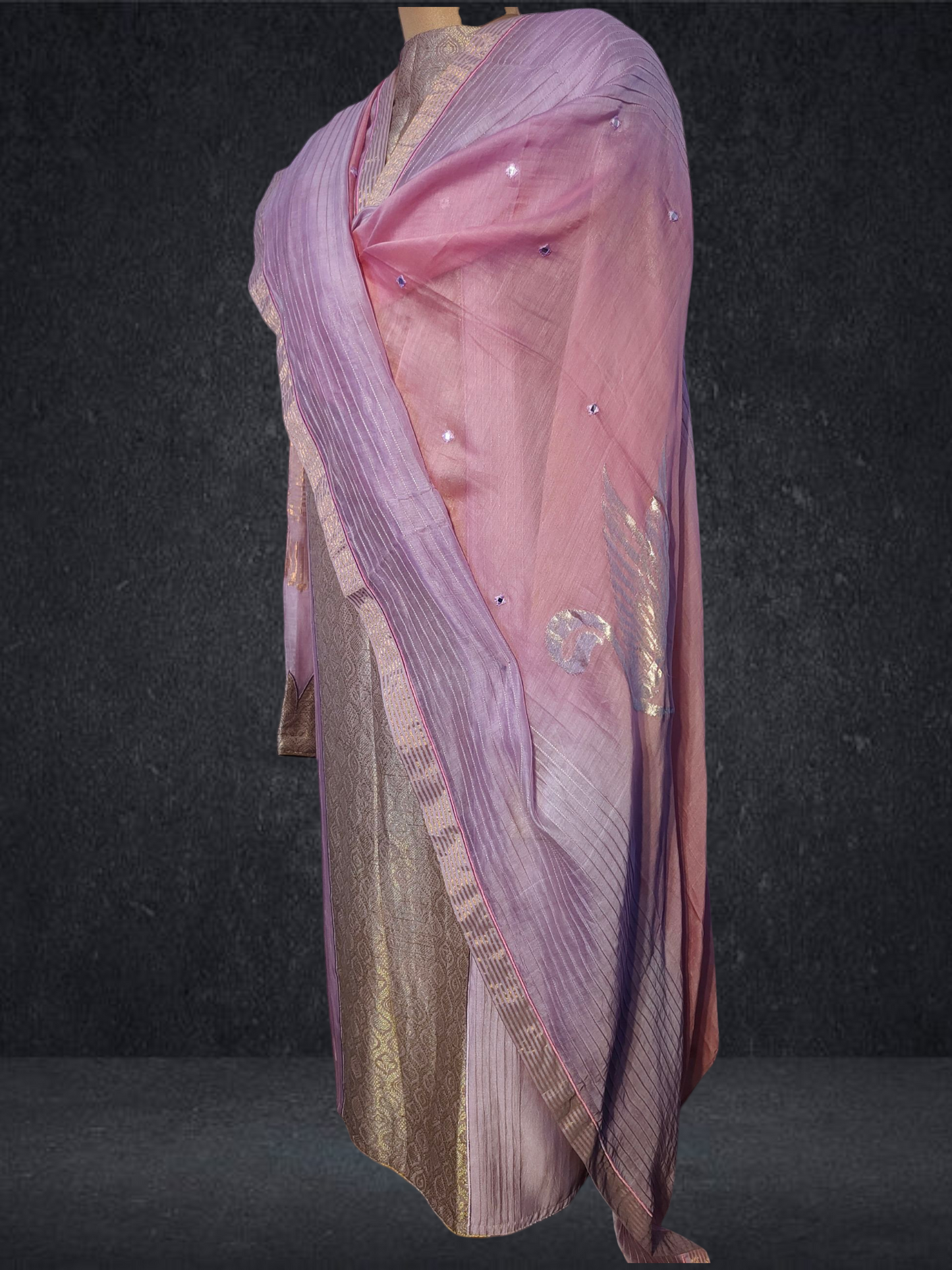 Semi Stitched Formal chanderi Suitset