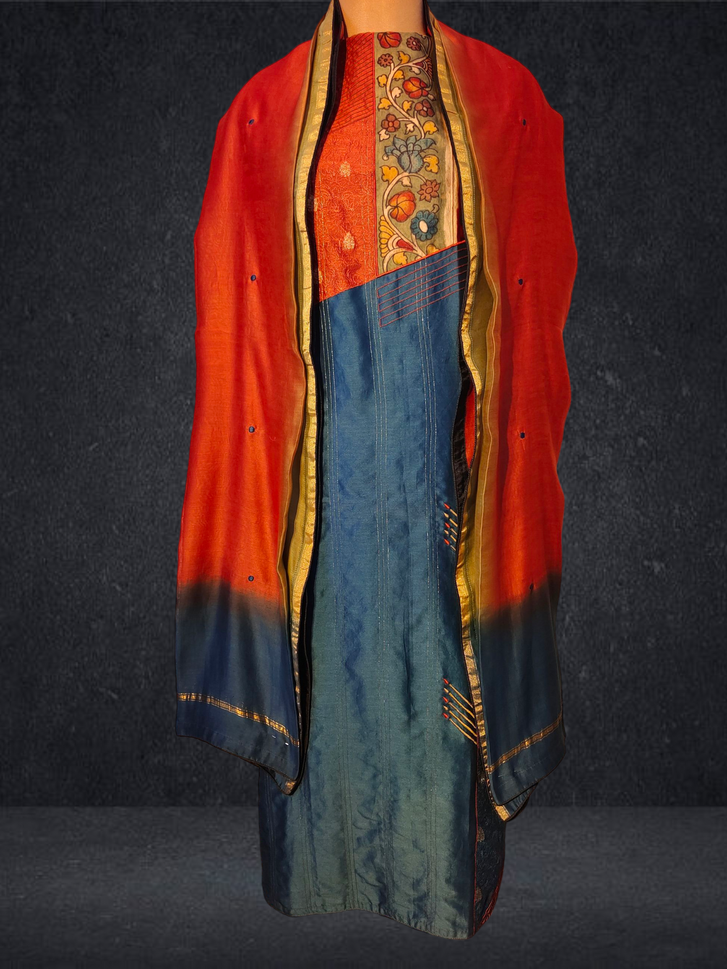 Semi Stitched Formal chanderi Suitset