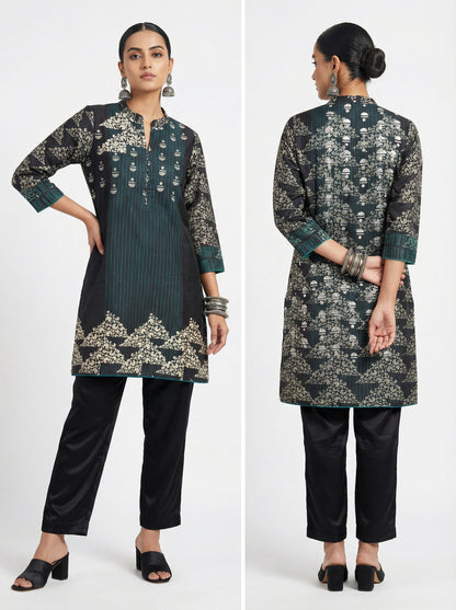 Stitched Chanderi Block Printed Tunic ready size 42