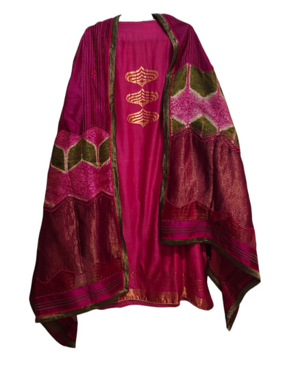 Semi Stitched Chanderi Formal Suitset