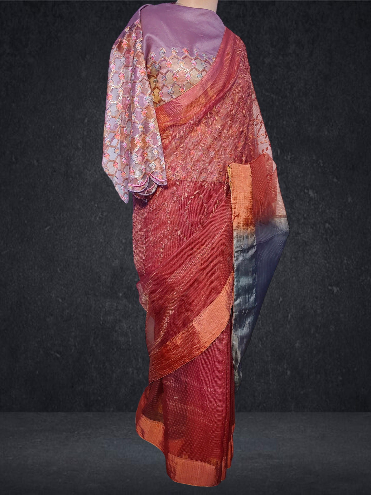 Formal Silk Tissue Applique Saree