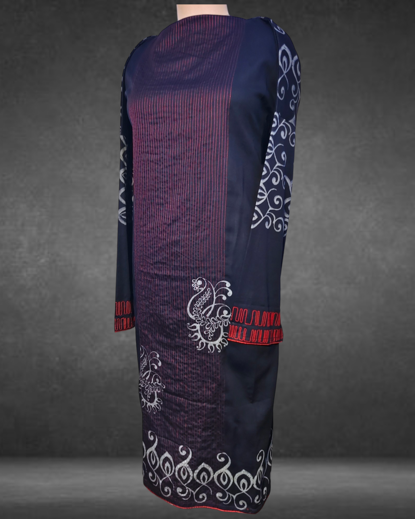 Semistitched Cotton Block Printed Kurta