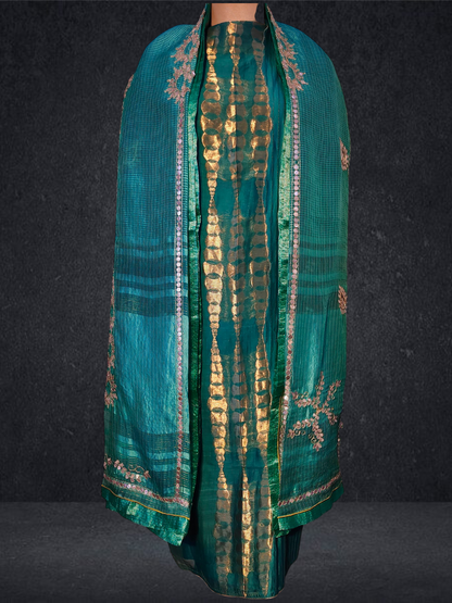 Semi Stitched Formal chanderi Suitset
