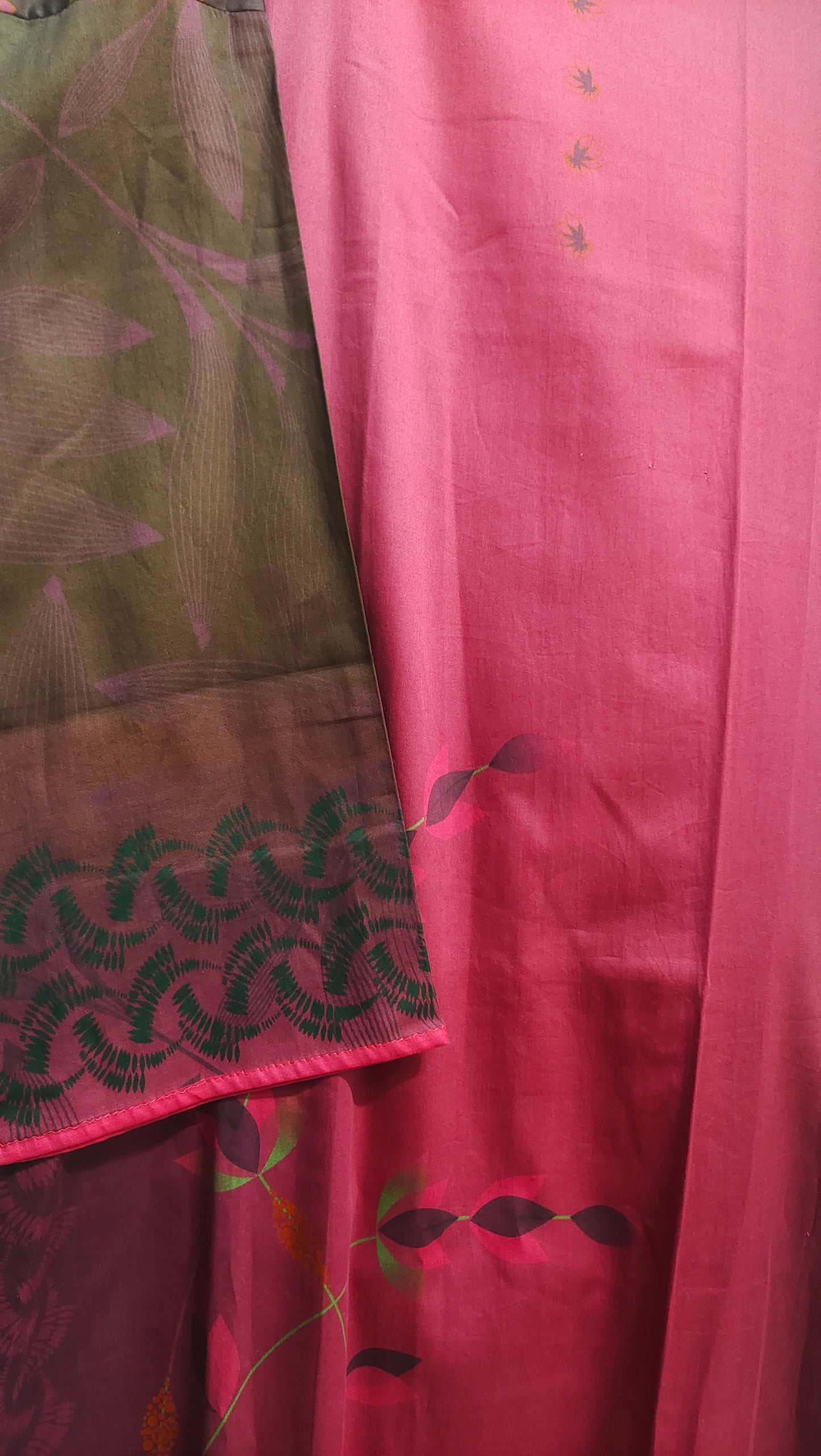 Semi Stitched Cotton Satin Casual Suitset