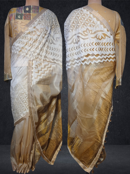 Formal Silk Katab Applique Saree