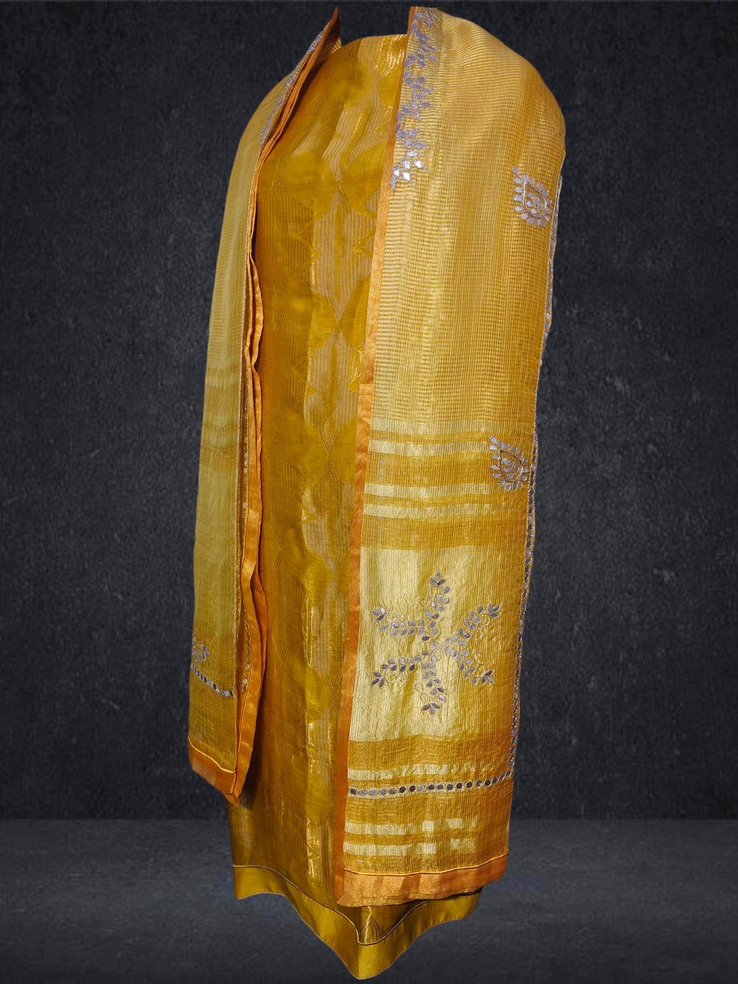 Semi Stitched Formal chanderi Suitset
