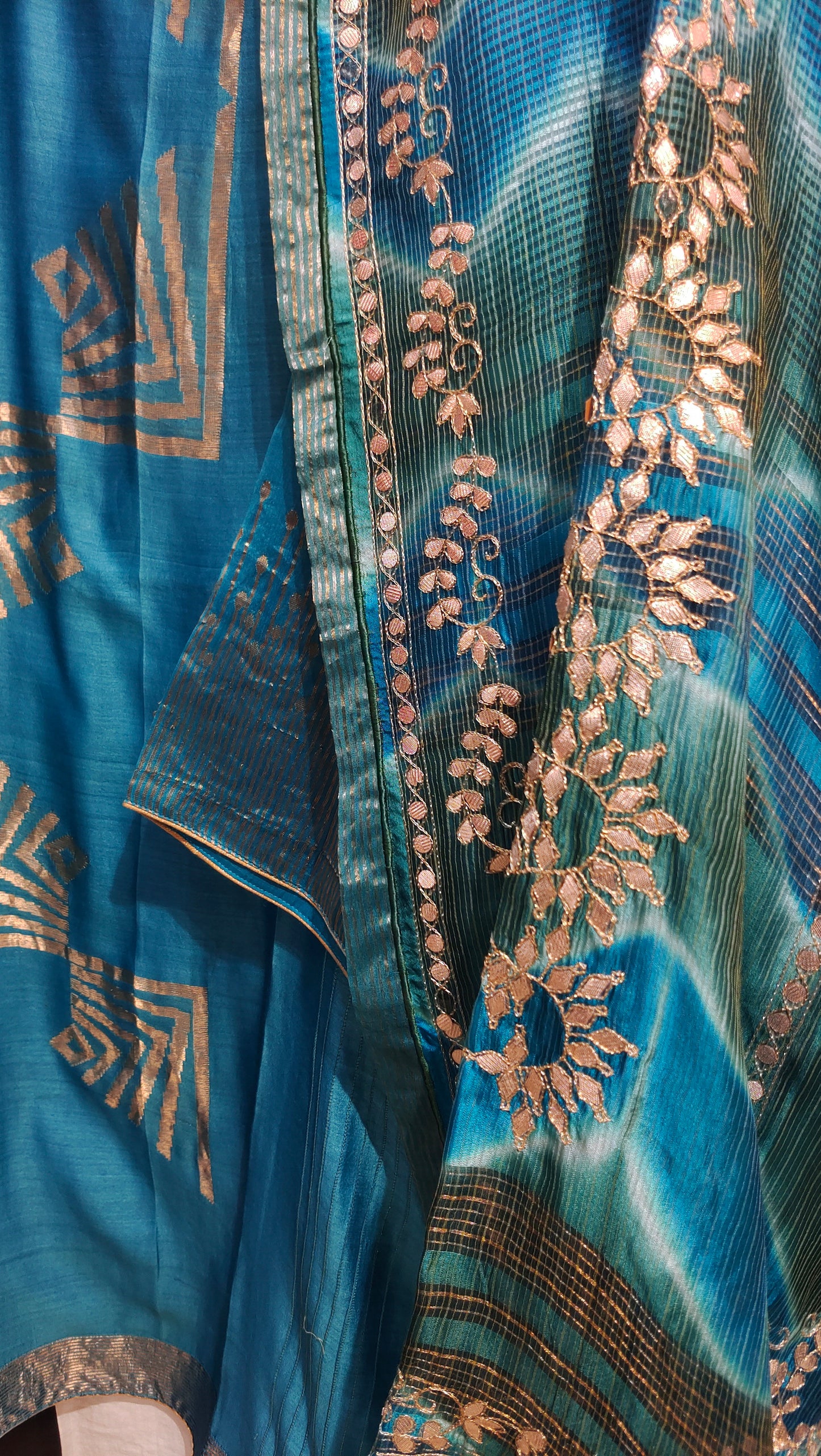 Semi Stitched Chanderi Formal Suitset