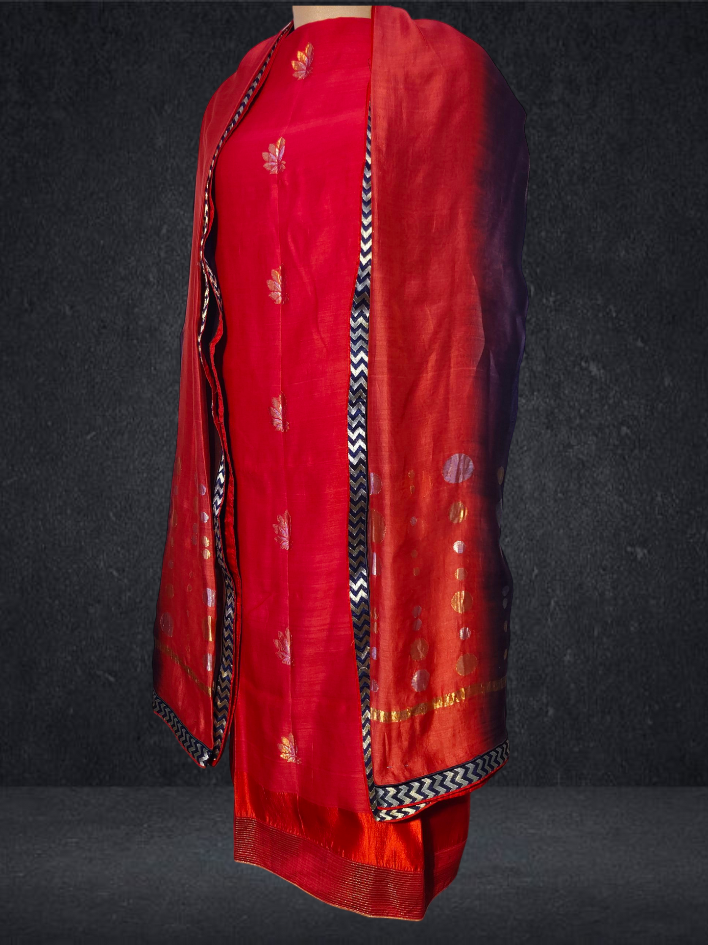 Semi Stitched Formal chanderi Suitset