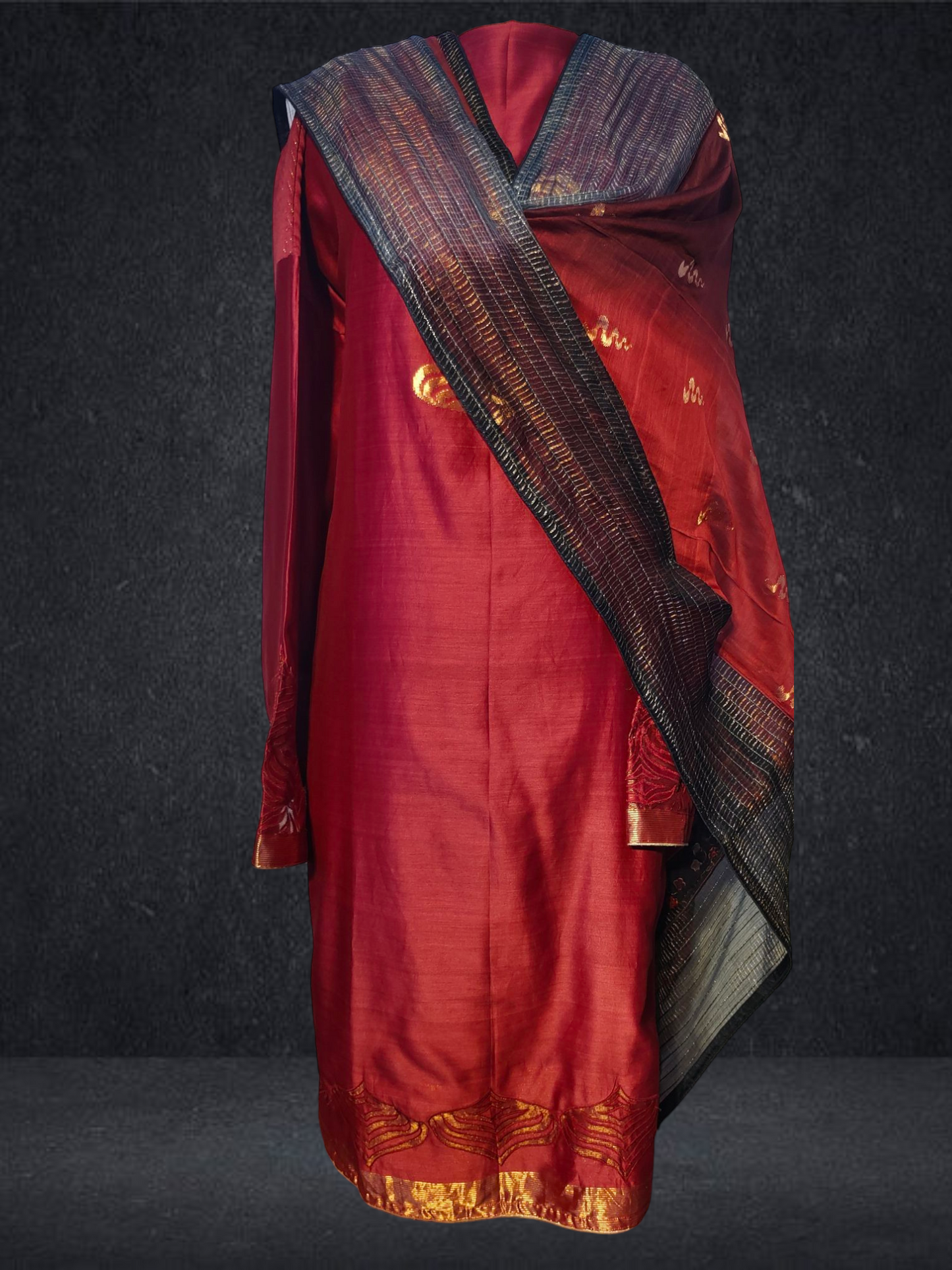 Semi Stitched Formal chanderi Suitset