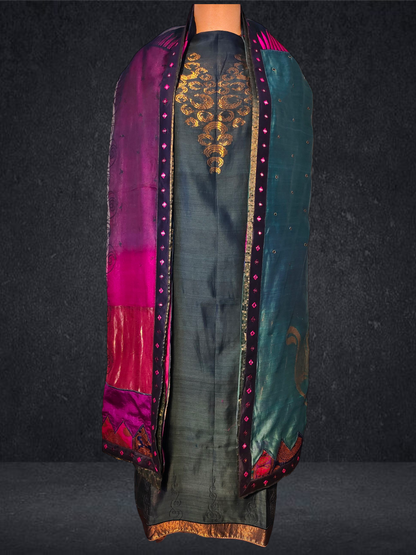 Semi Stitched Formal chanderi Suitset