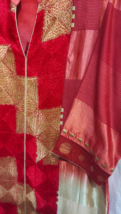 Stitched Chanderi  Tunic ready size 42