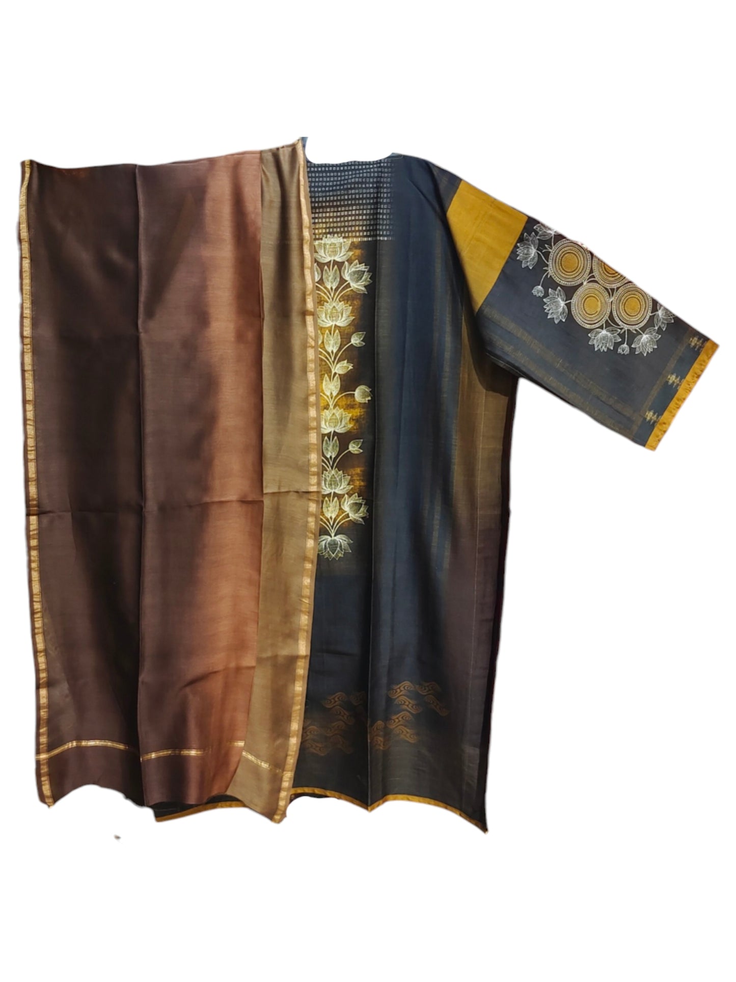 Semi Stitched Chanderi Casual Suitset