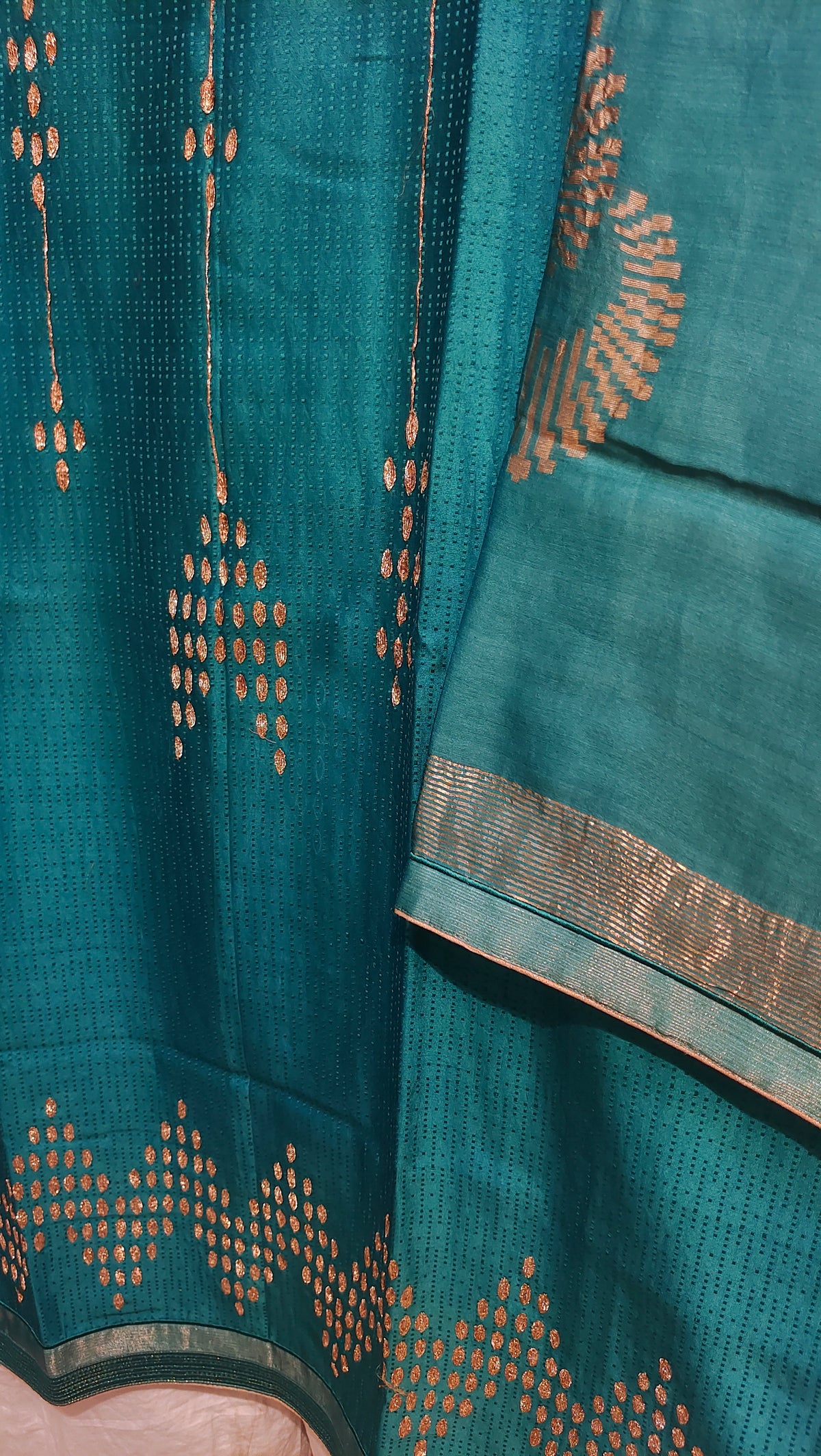 Semi Stitched Chanderi Formal Suitset