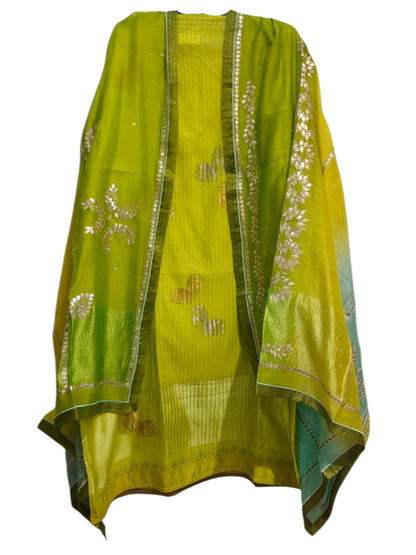 Semi Stitched Chanderi Formal Suitset