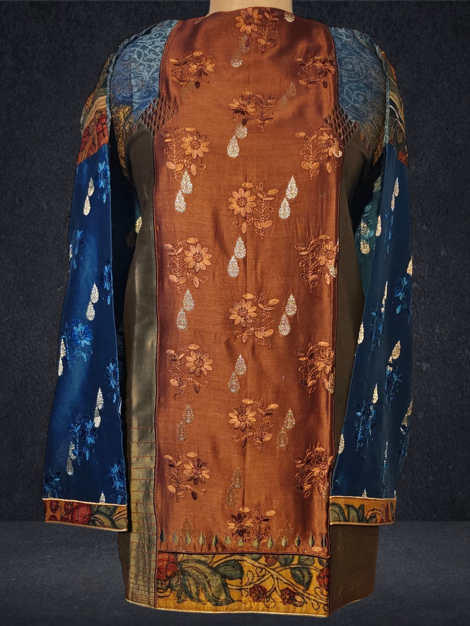 Semistitched Chanderi Kalamkari Short Tunic VISHAL KAPUR STUDIO