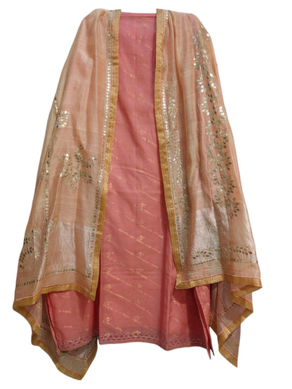 Semi Stitched Chanderi Formal Suitset