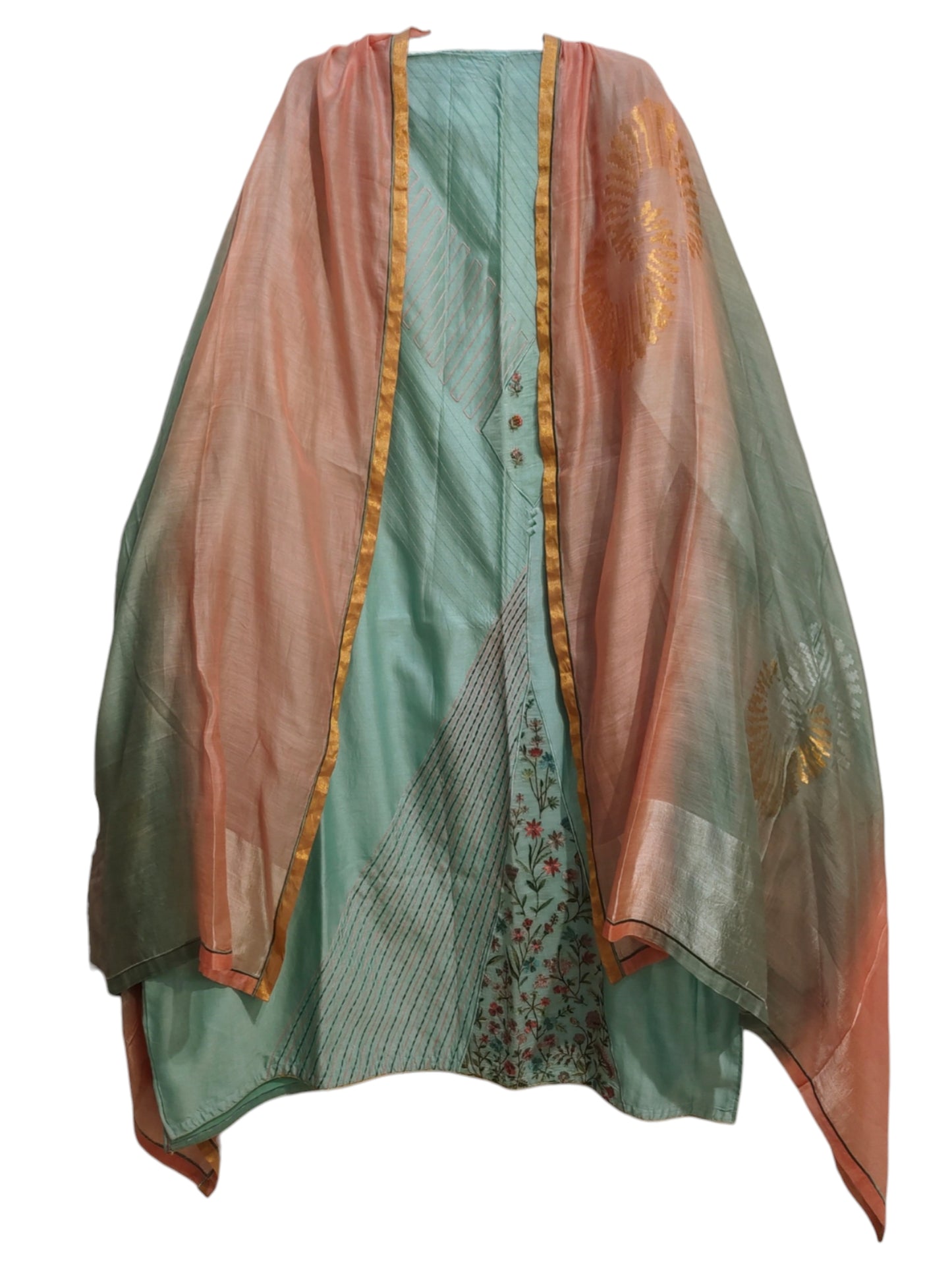 Semi Stitched Chanderi Formal Suitset