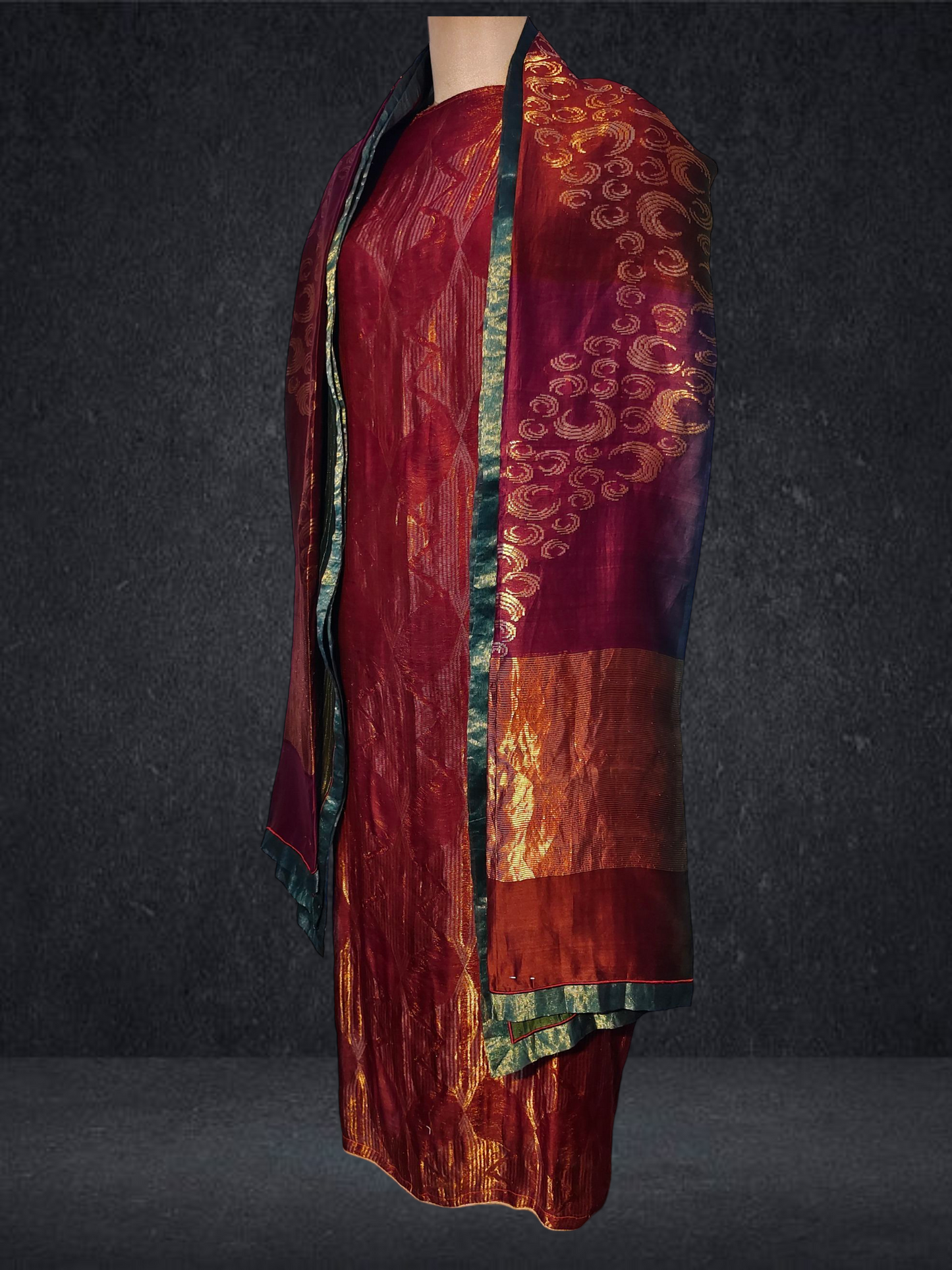 Semi Stitched Formal chanderi Suitset