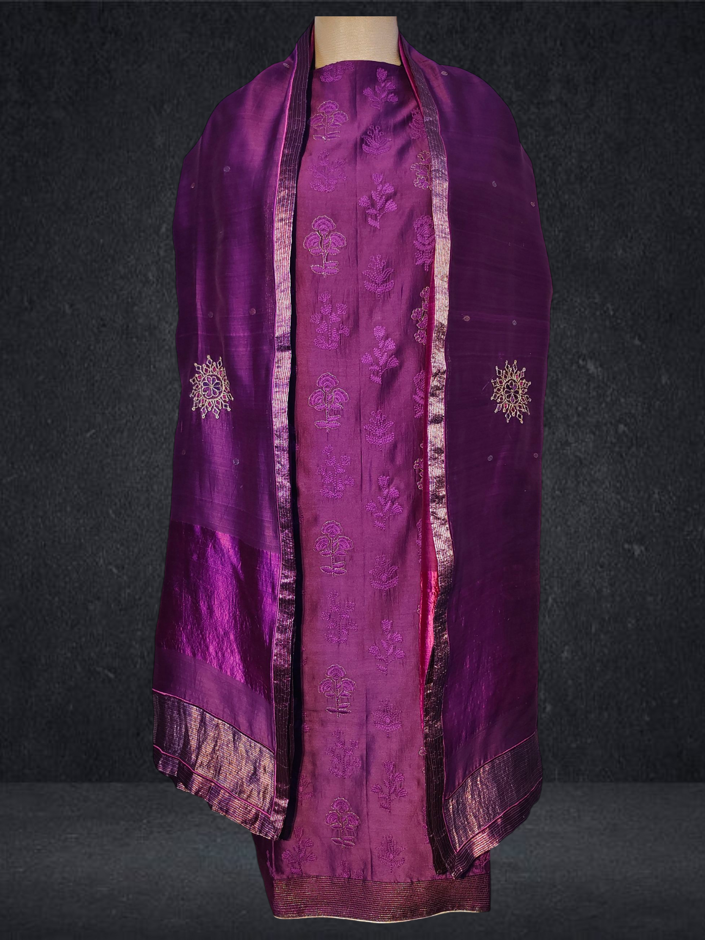 Semi Stitched Formal chanderi Suitset