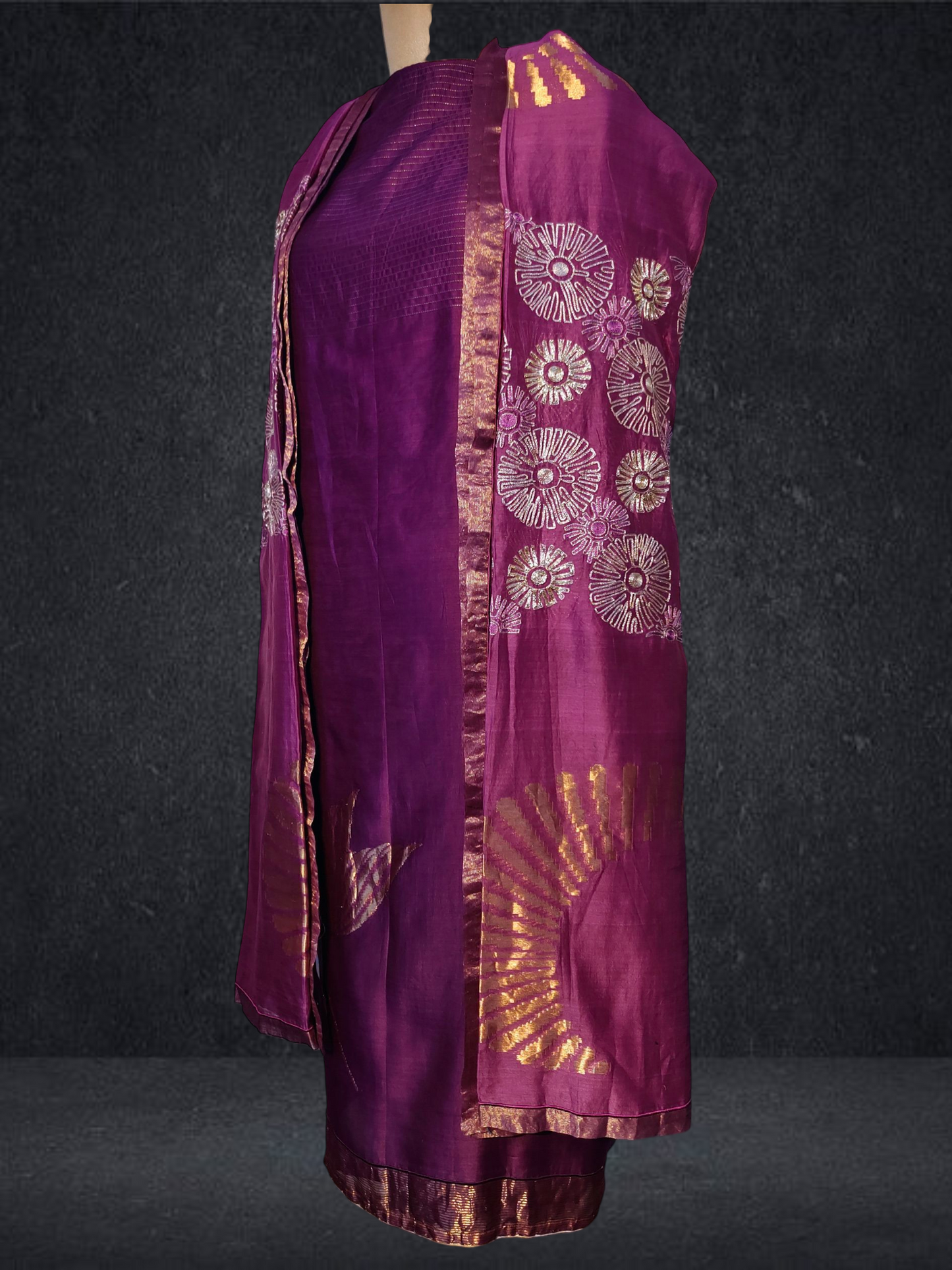 Semi Stitched Formal chanderi Suitset