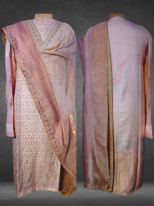 Semi Stitched Chanderi Formal Suitset