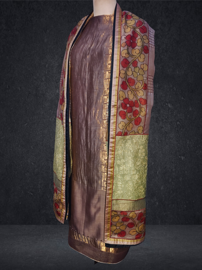 Semi Stitched Chanderi Formal Suitset