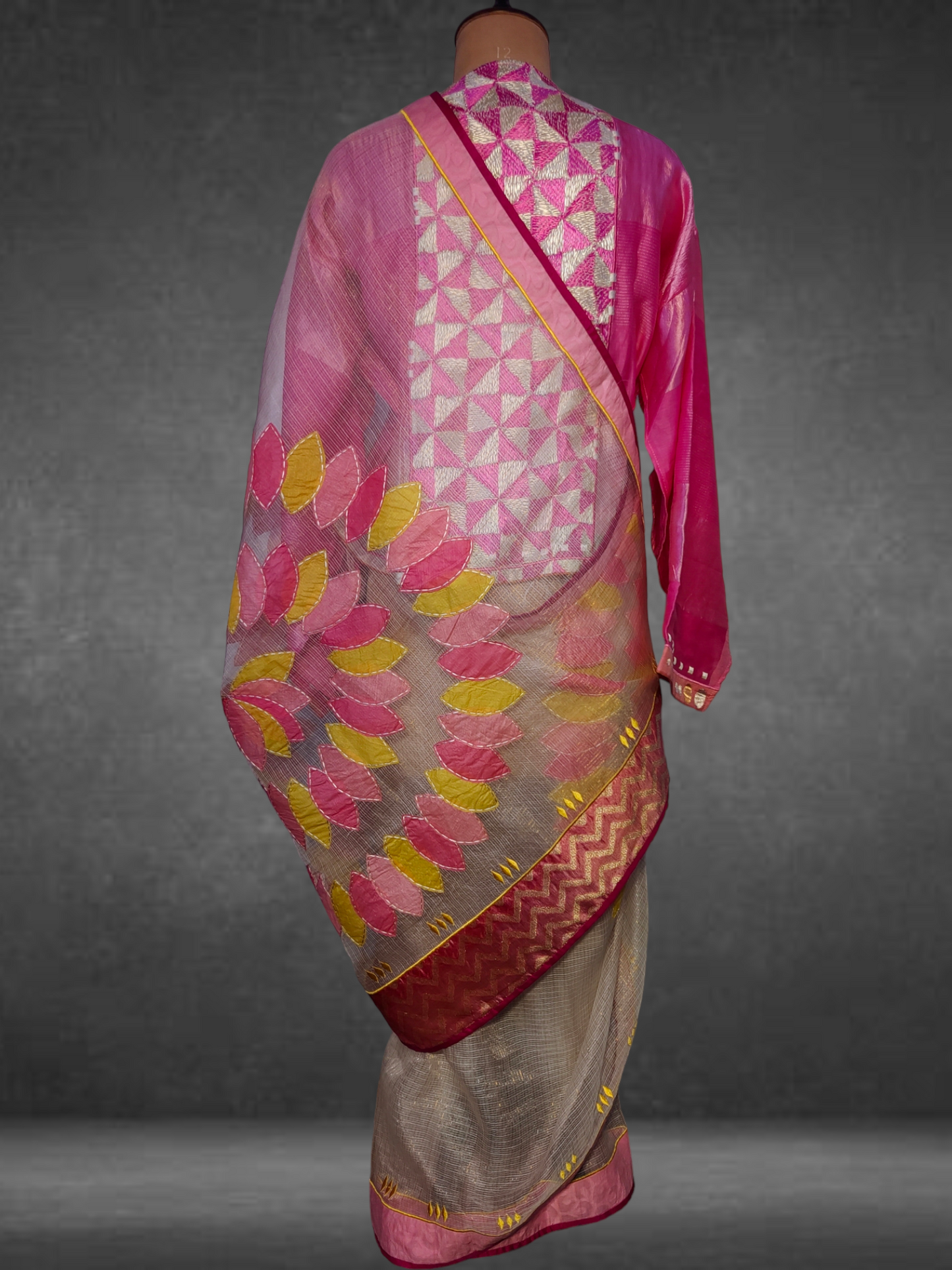 Chanderi Formal Patti Applique Saree