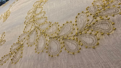 Formal silk linen embroidered Saree