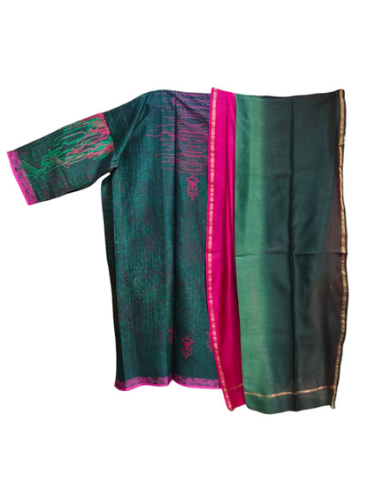 Semi Stitched Chanderi Casual Suitset