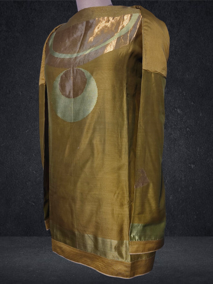 Semistitched Chanderi Zariwoven Short Tunic