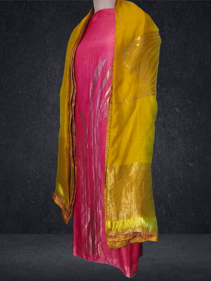 Semi Stitched Formal chanderi Suitset