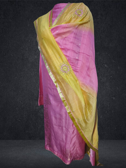 Semi Stitched Formal chanderi Suitset