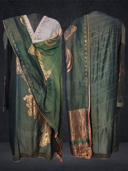 Semi Stitched Chanderi Formal Suitset