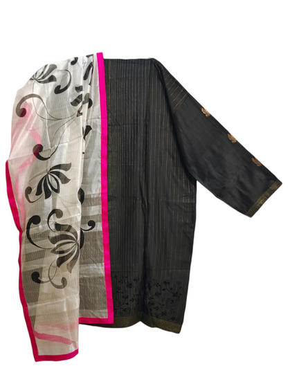 Semi Stitched Chanderi Formal Suitset