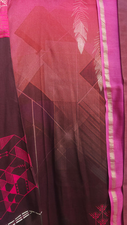 Semi Stitched Chanderi Casual Suitset