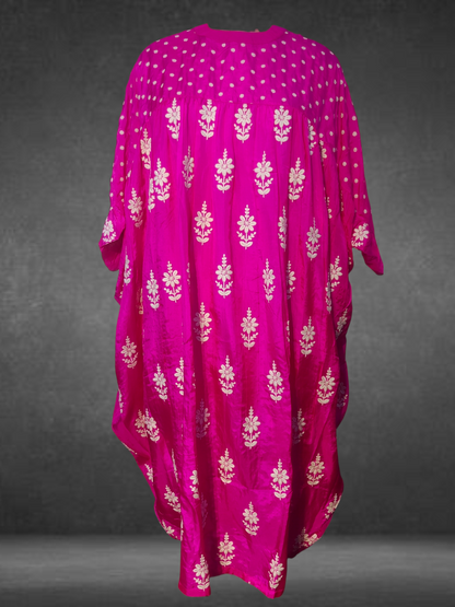 Stitched silk embroidered long dress