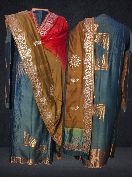 Semi Stitched Chanderi Formal Suitset