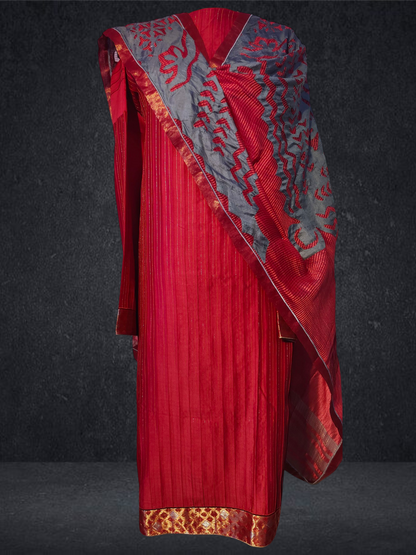 Semi Stitched Formal chanderi Suitset