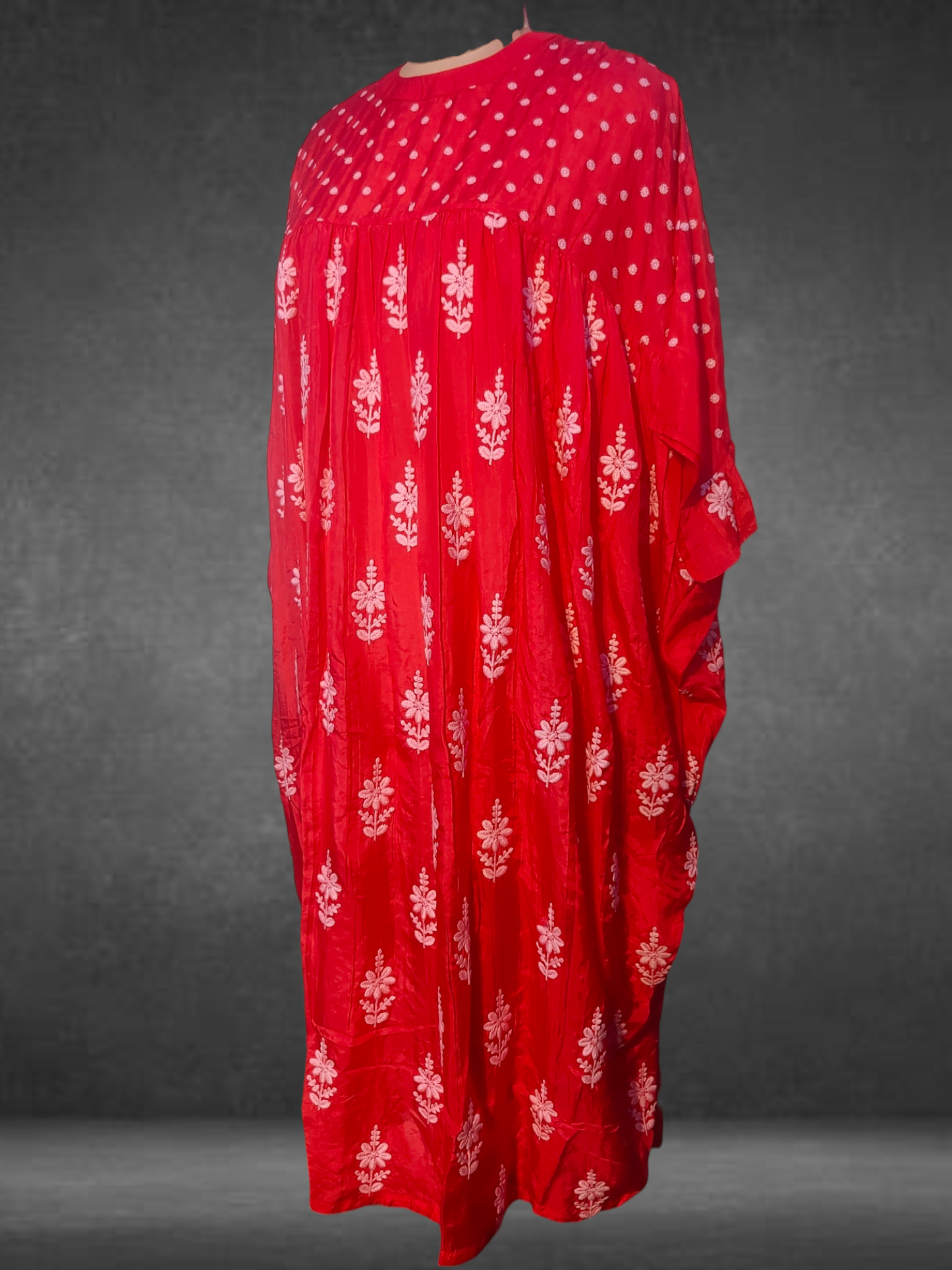 Stitched silk embroidered long dress