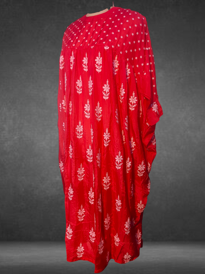 Stitched silk embroidered long dress