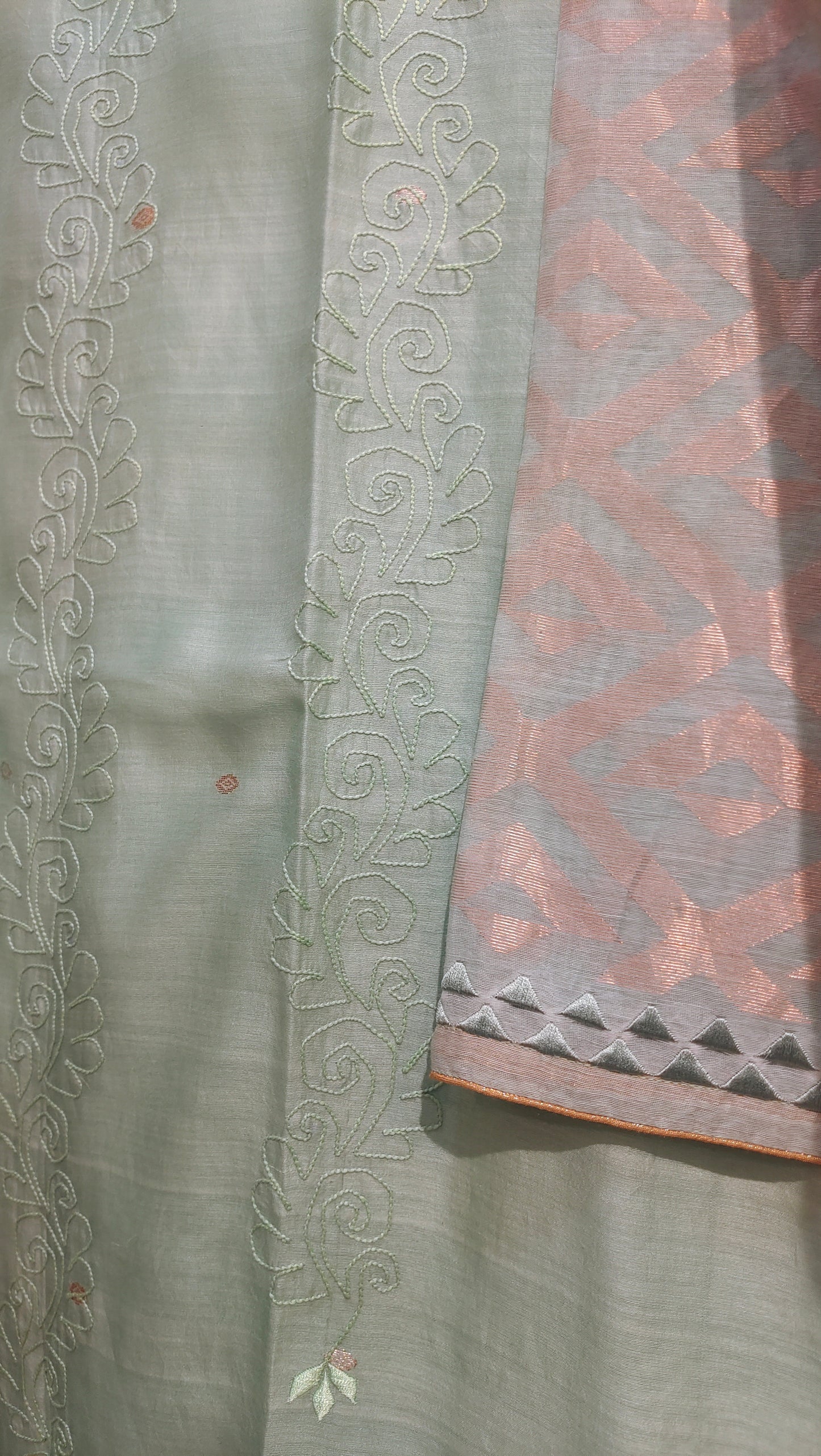 Semi Stitched Chanderi Formal Suitset