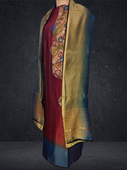 Semi Stitched Formal chanderi Suitset