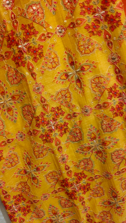 Formal chanderi Embroidered Indowestern set