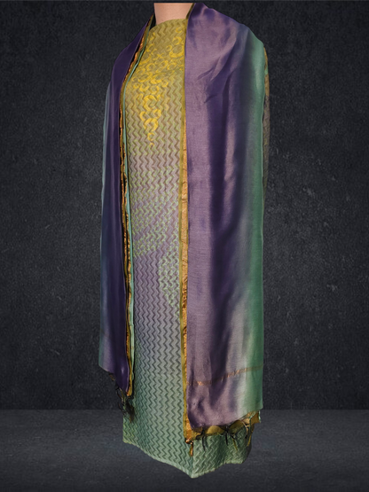 Semi Stitched Chanderi Casual Suitset