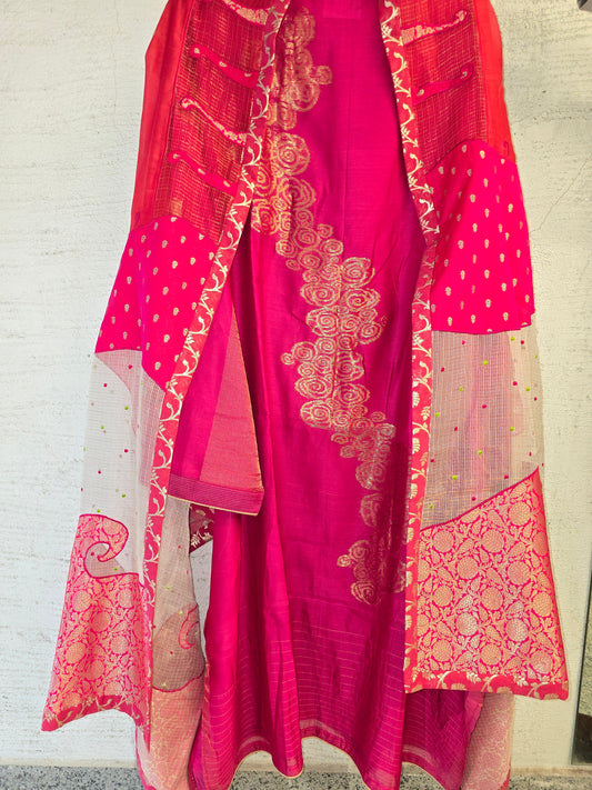 Semi Stitched Formal Chanderi suitset