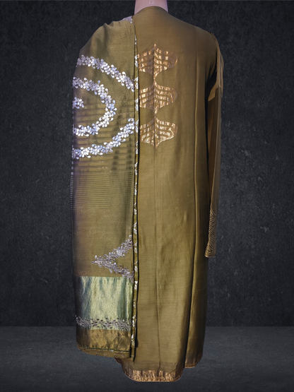 Semi Stitched Chanderi Formal Suitset