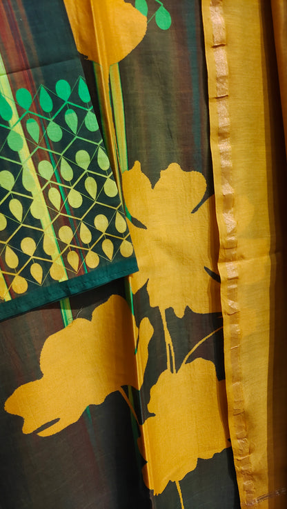 Semi Stitched Chanderi Casual Suitset