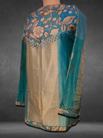 Semistitched Chanderi Kalamkari Short Tunic